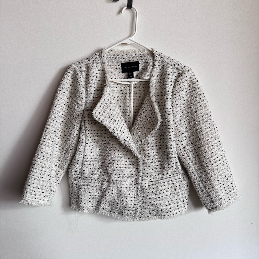 Adrienne Vittadini White Tweed Jacket